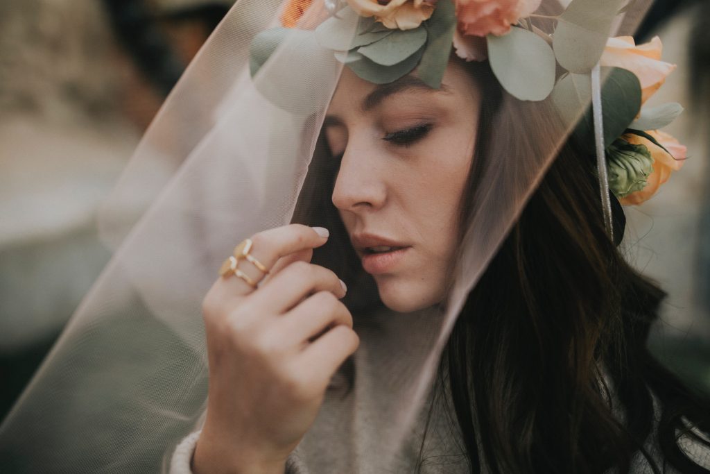 Image of a girl with a wire flower crown